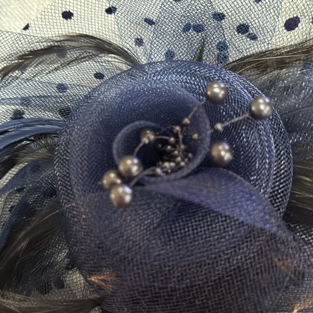 Navy blue Fascinator by MyCharm - Picture 5 of 6